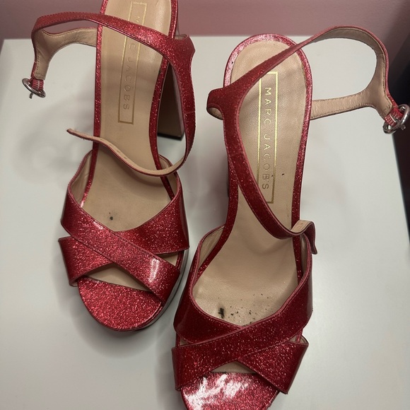 Marc Jacobs Fuchsia Glitter Platform Heels - Picture 3 of 5